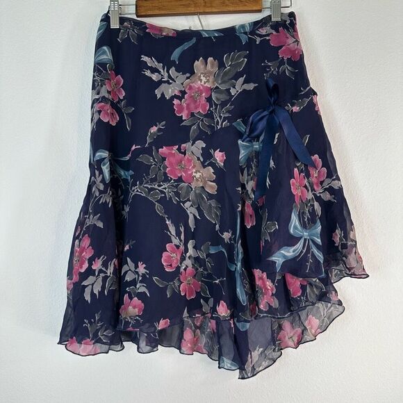 Moschino Cheap and Chic Silk Floral Mini Skirt Womens 8 Asymmetrical Hem Fairy - Picture 1 of 9